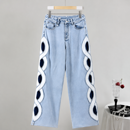 Jeans Wide Leg con Ondas
